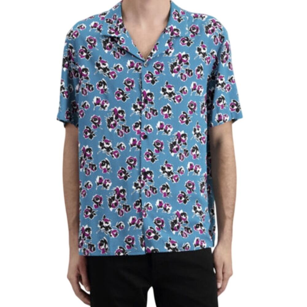 The Kooples Size Small Shirt rock roses short sleeve button up indie sleaze NWT
